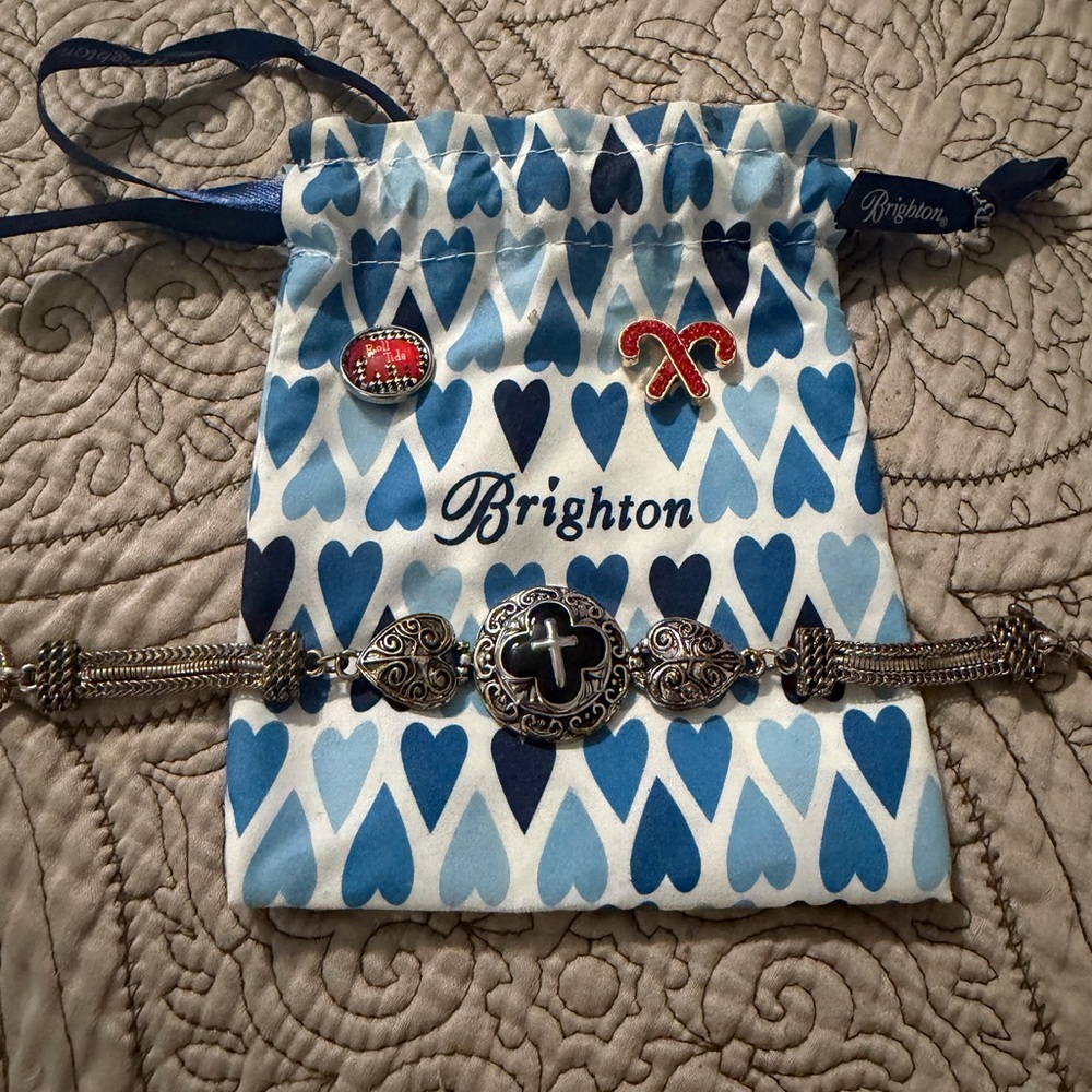 Brighton Silver-Tone Bracelet with Black Cross Accent